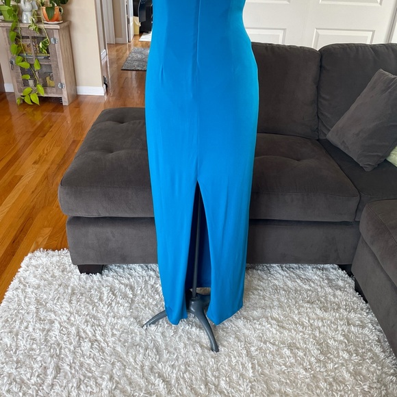 CHAPS BLUE MAXI DRESS WITH CINCHED WAIST - Picture 3 of 7